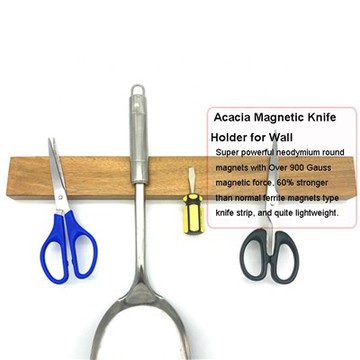 Porta cuchillos magnético de madera de acacia de 16 pulgadas para pared